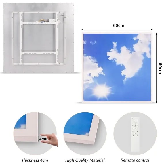 Brilagi-LED Dimmelhető lámpatest SLIMFRAME LED/58W/230V 60x60 cm ezüst/kék+távirányító