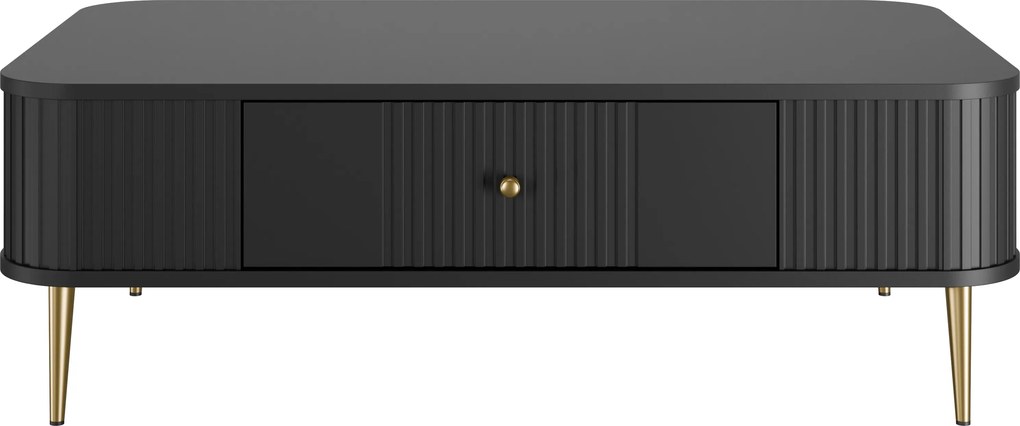 Vesper dohányzóasztal 103x60 cm fiókkal - fekete / arany lábak