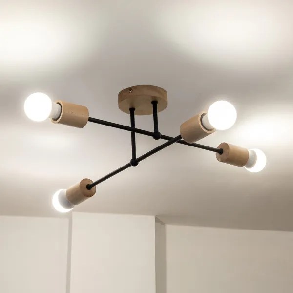 Felületre szerelt mennyezeti csillár CAMBRIDGE 4xE27/15W/230V fenyő