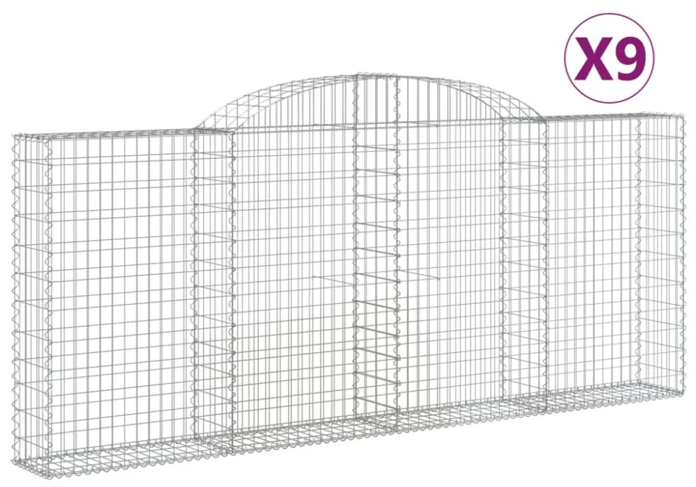9 db íves horganyzott vas gabion kosár 300x30x120/140 cm
