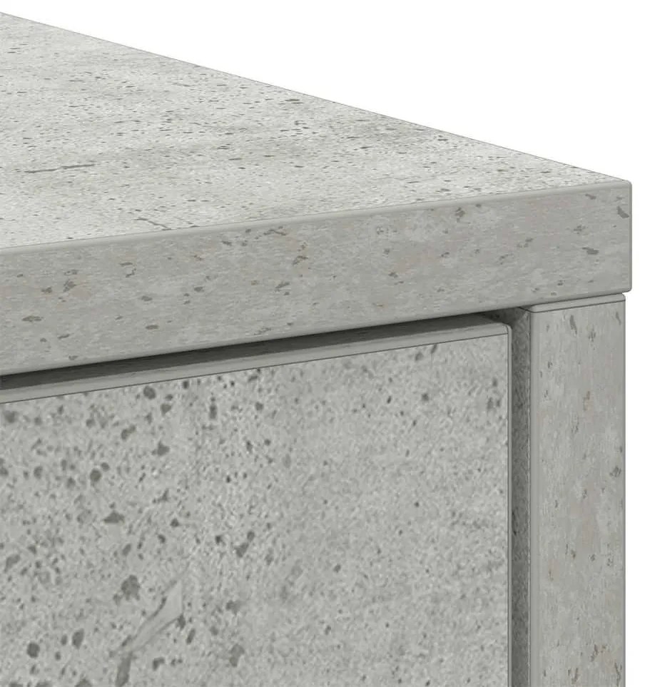 betonszürke szerelt fa tálalószekrény fiókos 80x34x76 cm