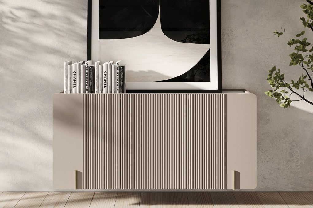 Malmi fali komód 150 cm - kasmír / crema bianca / arany