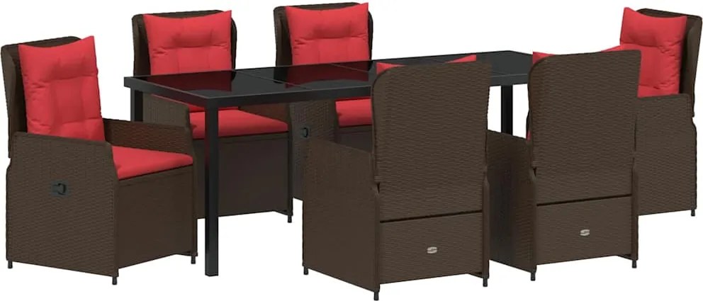 vidaXL Kert étkező szett 7 pcs Barna Poli rattan