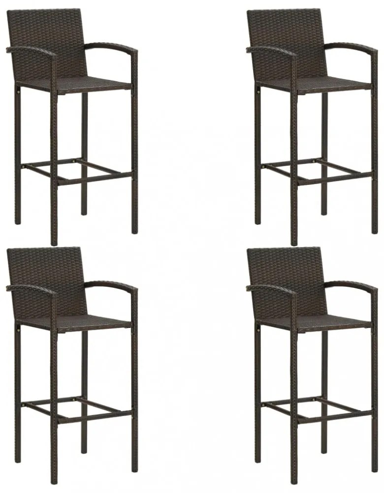 5 részes barna polyrattan kerti bárszett