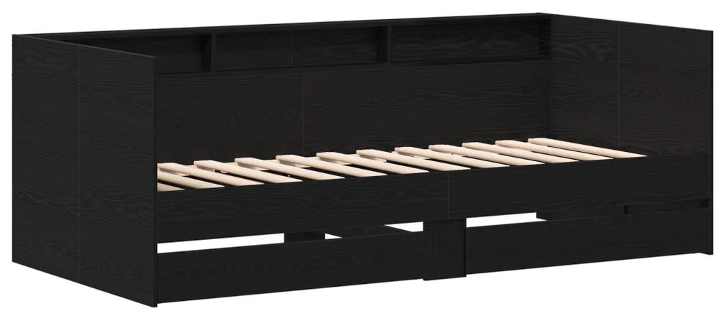 Fekete Napágy Fiókokkal Fekete tölgy Furnérozott fa 75 x 190 cm