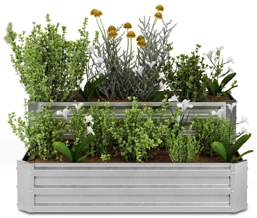 High Grow magaságyás, 2 szint, időjárásálló, korrózióálló, robusztus, 405 L