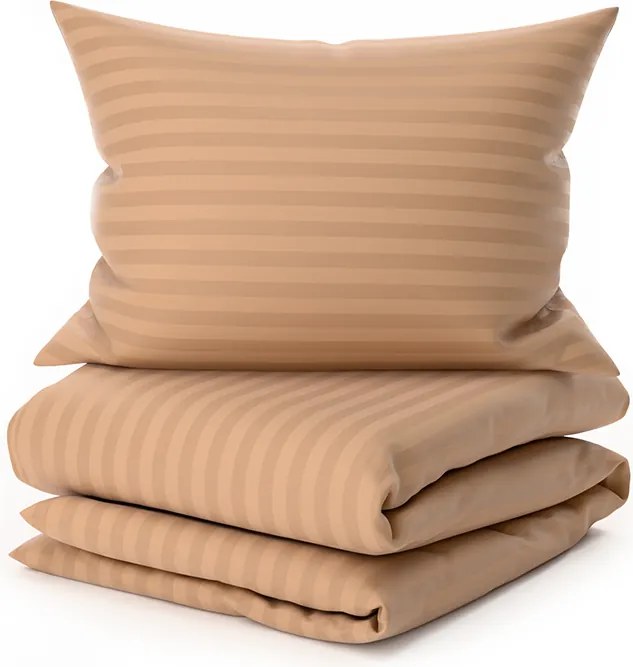 JASMINE szállodai mikroszálas ágyneműhuzat, barna – 2 cm-es csíkos, szállodai zsebes Ágyneműhuzat mérete: 70 x 90 cm | 140 x 200 cm