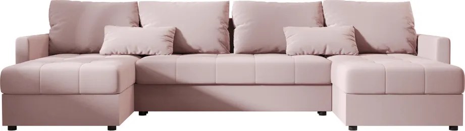VENORIA U alakú kihúzható ülőgarnitúra, 285x146 cm, púderrózsaszín + 2 párna INGYEN