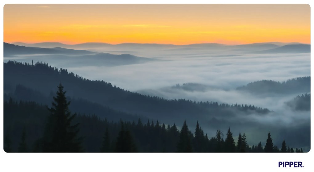 PIPPER. Öntapadós textiltapéta "Napfelkelte a hegyek felett"
