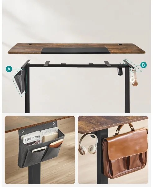 Magasságban állítható íróasztal SOLEA-X barna/fekete