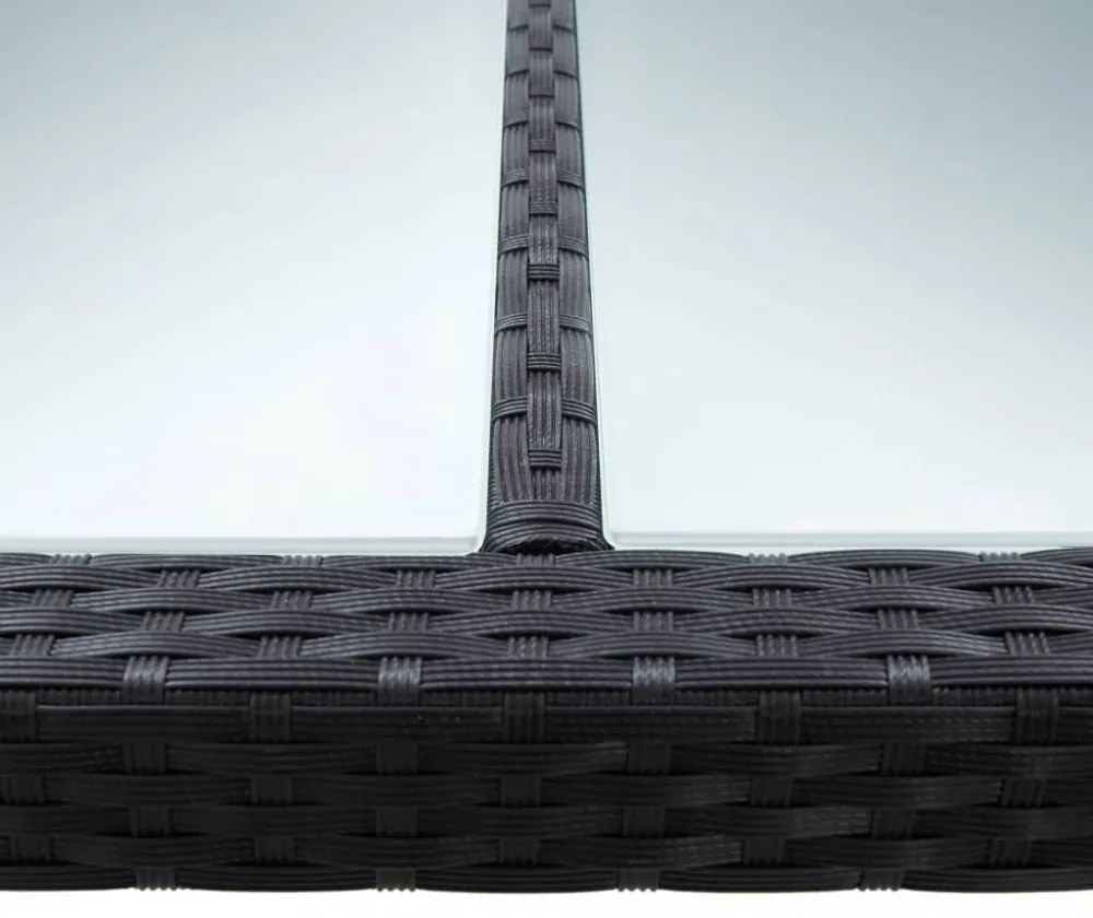 fekete polyrattan kültéri étkezőasztal 200 x 150 x 74 cm