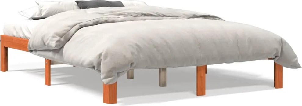vidaXL viaszbarna tömör fenyőfa ágy matrac nélkül 120 x 190 cm