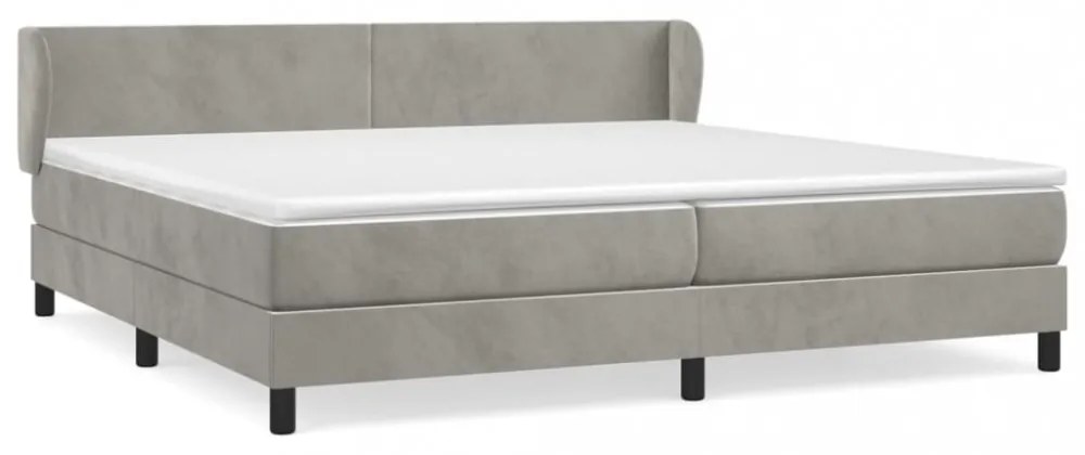 világosszürke bársony rugós ágy matraccal 200x200 cm
