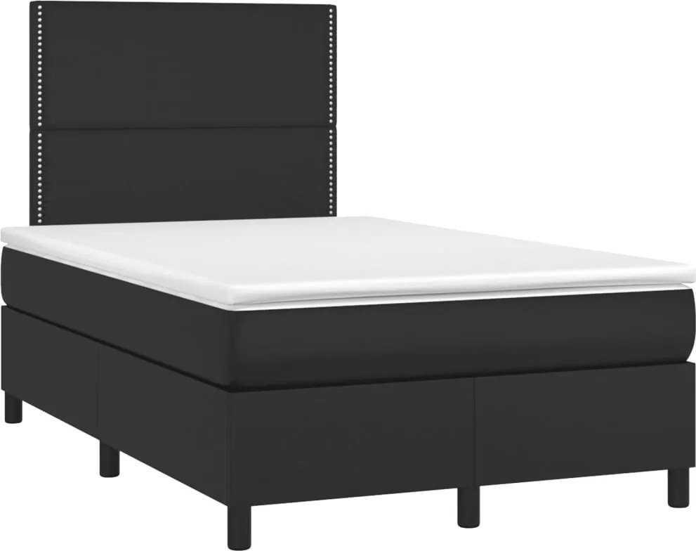 vidaXL fekete műbőr rugós ágy matraccal 120x190 cm
