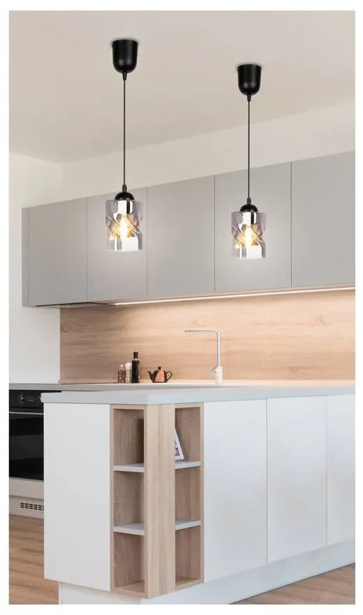 Fekete függőlámpa üveg búrával ø 10 cm Felis – Candellux Lighting