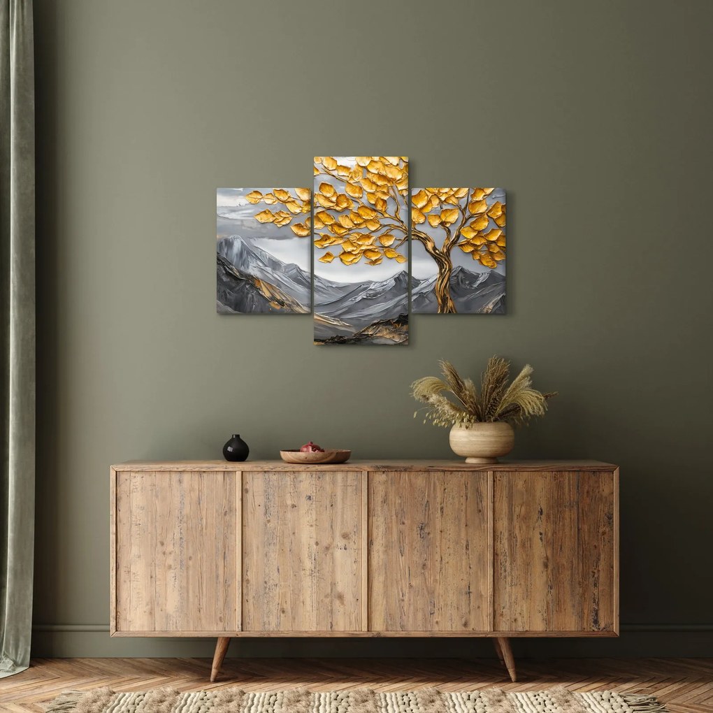 Kép – Fa arany levelekkel (90x60 cm)