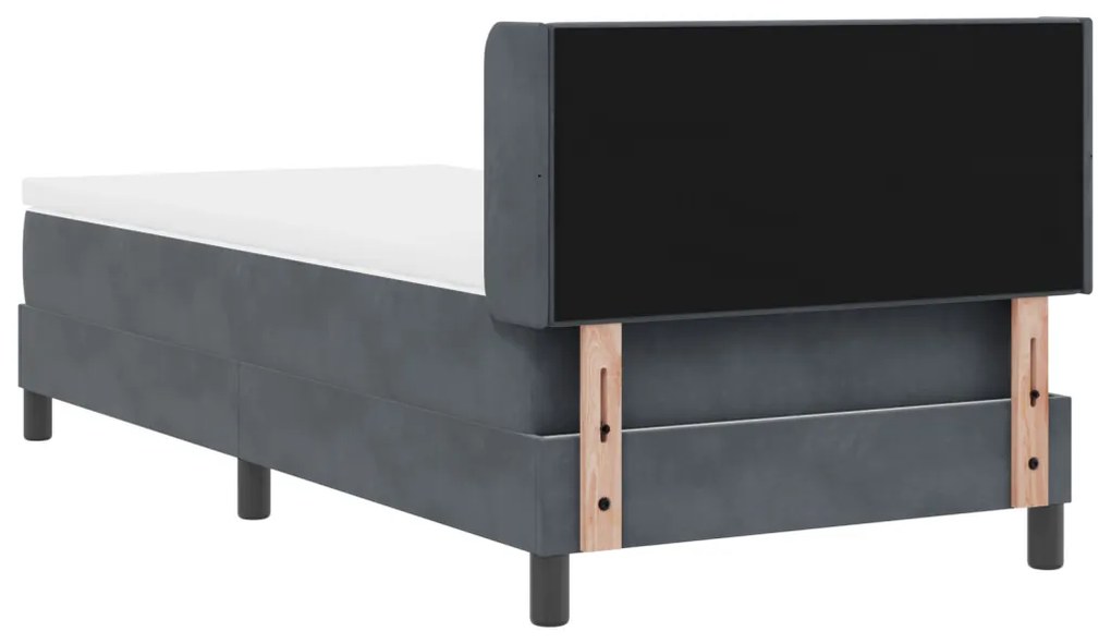 Boxspring Ágy Matraccal Sötétszürke 90x190 cm Bársony