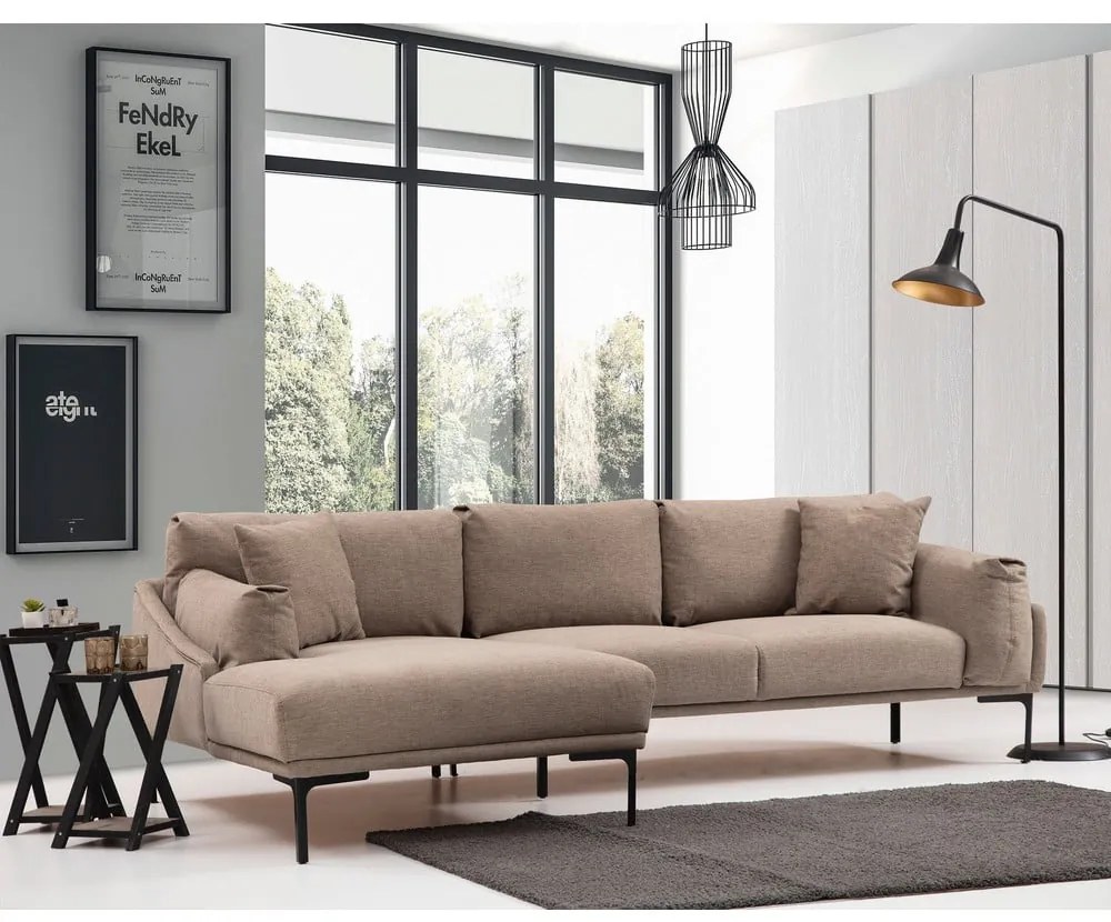 Leo bézs sarokkanapé, bal oldali - Artie