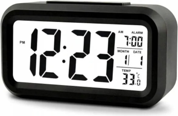 Fekete Elektronikus Óra Led Ébresztőóra LCD