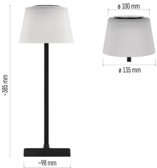 EMOS Z7630B - LED Dimmelhető újratölthető lámpa KATIE LED/4W/10V 1800mAh IP44 fekete