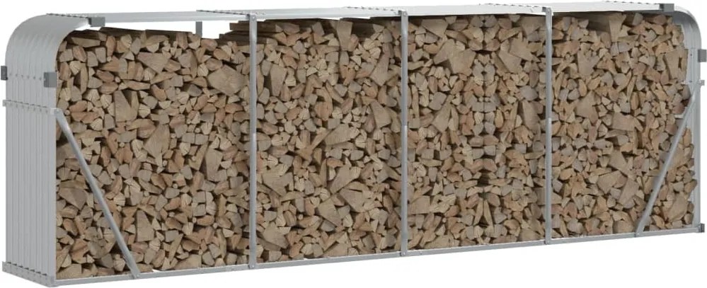 ezüstszínű horganyzott acél rönktartó 300 x 45 x 100 cm