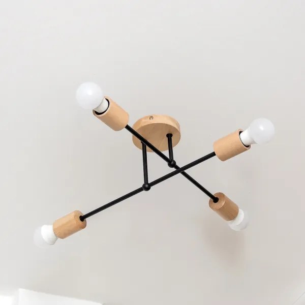 Felületre szerelt mennyezeti csillár CAMBRIDGE 4xE27/15W/230V fenyő