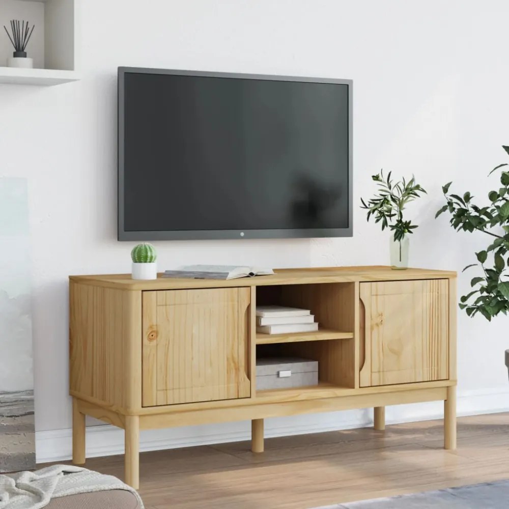 FLORO viaszbarna tömör fenyőfa TV-szekrény 114 x 43 x 55 cm