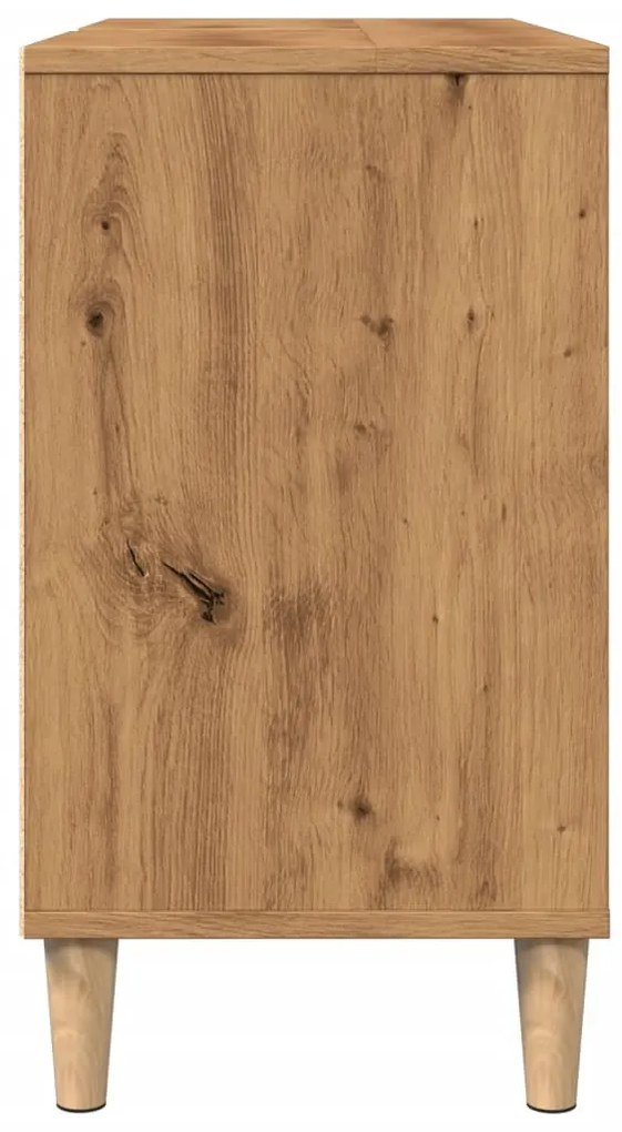kézműves tölgy színű szerelt fa mosdószekrény 80 x 33 x 60 cm