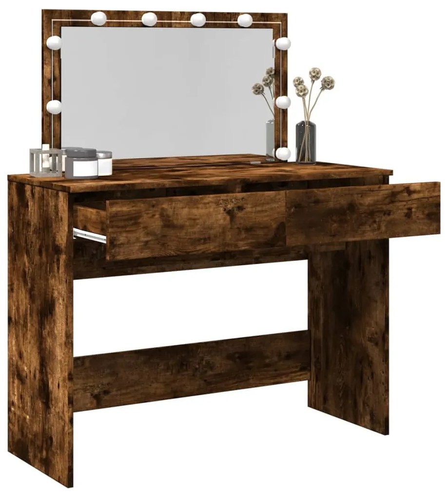füstös tölgy színű fésülködőasztal LED-del 100 x 40 x 120 cm