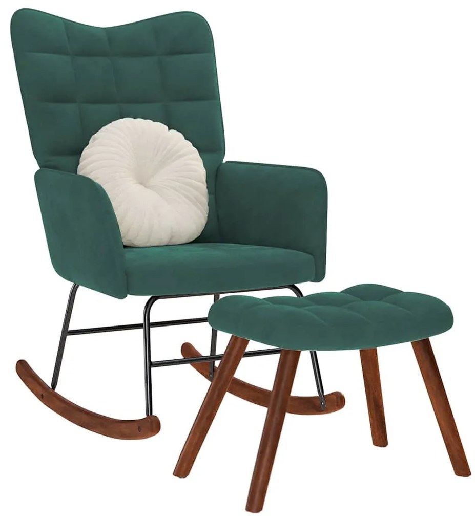 sötétzöld bársony hintaszék ülőkével