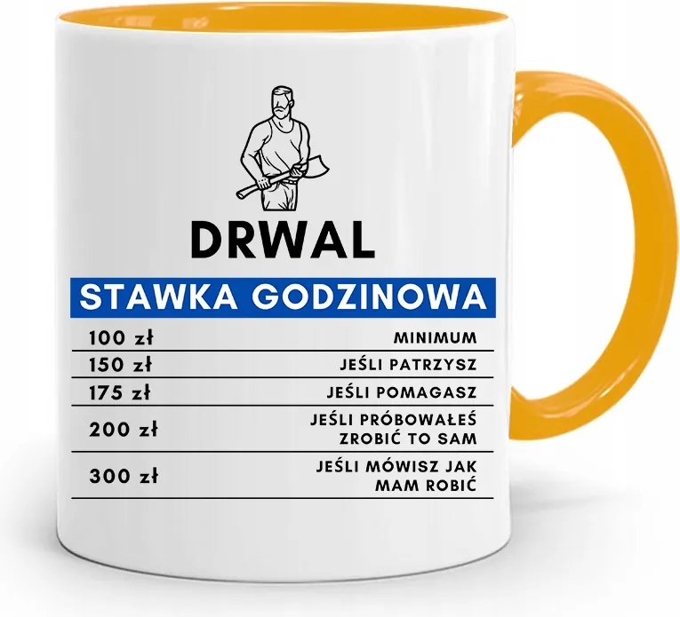 Favágó Bögre Sárga Születésnapi Ajándék fényképes nyomtatással