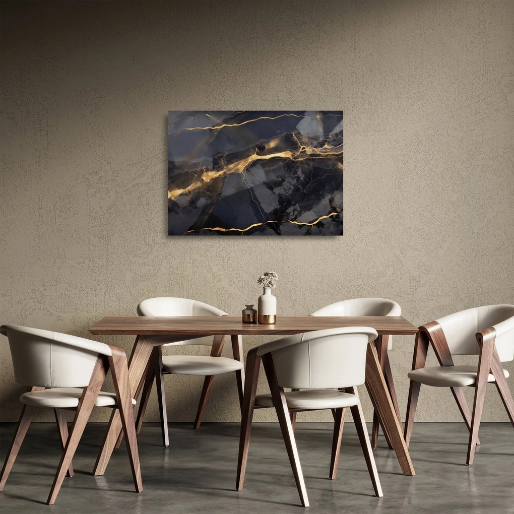 Üveg kép - Fekete - arany dekoráció (70x50 cm)