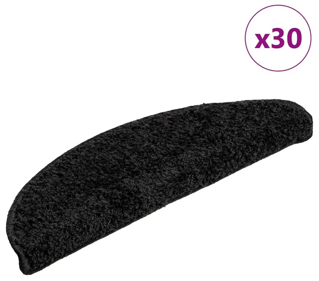 30 db fekete lépcsőszőnyeg 56x17x3 cm
