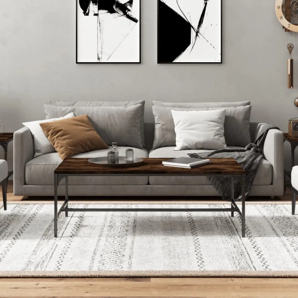 füstös tölgy színű fatermék dohányzóasztal 80x50x35 cm