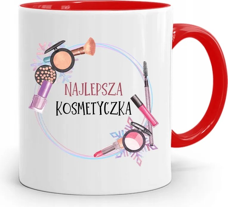 Piros Bögre Kozmetikusnak A Legjobb Ajándék fényképes nyomtatással