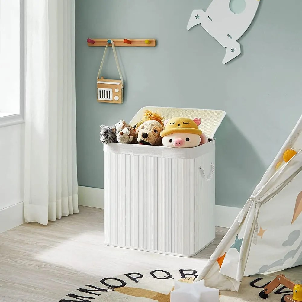 Jurhan DORA bambusz szennyeskosár, 150 l, fehér