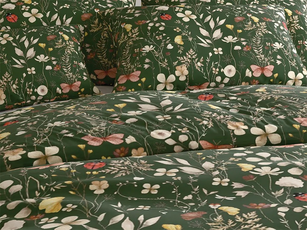 COLORFUL MEADOW sötétzöld mikroszálas ágynemű Ágyneműhuzat mérete: 70 x 90 cm | 140 x 200 cm
