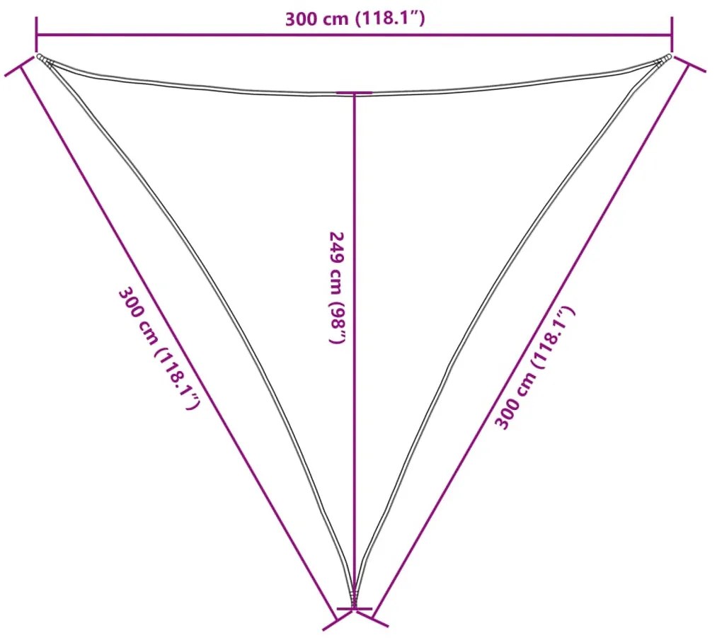 krémszínű háromszögű oxford-szövet napvitorla 3 x 3 x 3 m