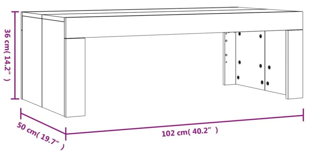 betonszürke szerelt fa dohányzóasztal 102 x 50 x 36 cm