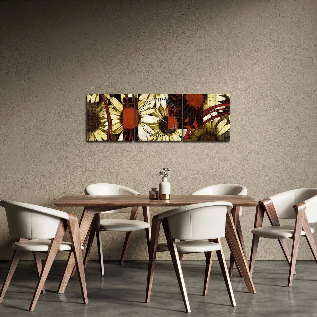 Virágok képe (órával) (90x30 cm)