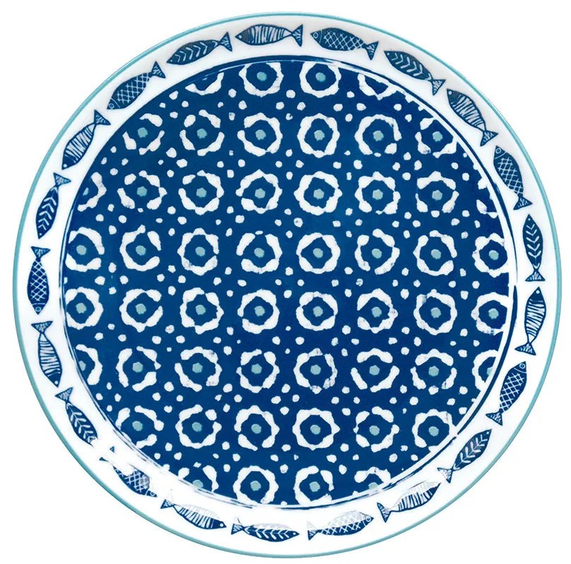 18 részes porcelán mediterrán étkészlet halas Sea Shore
