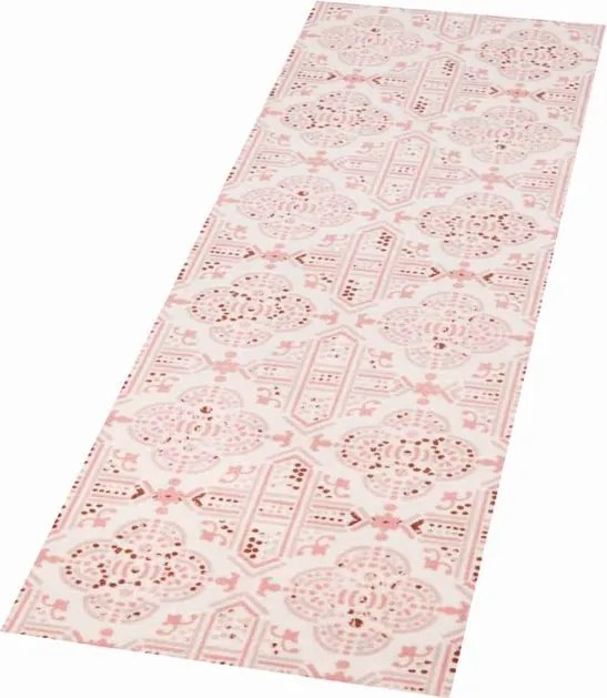 Krémrózsaszín konyhai szőnyeg,csúszásgátló szőnyeg boho mintával 45x140cm