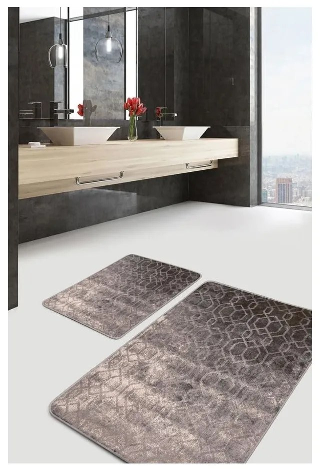 Szürke bársony fürdőszobai kilépő szett 2 db-os 60x100 cm – Mila Home