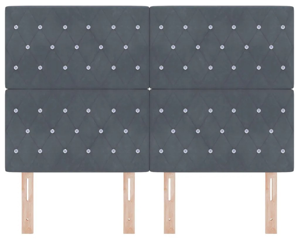 Bársony Fejtámla Argyle fejtámlával Sötétszürke 140 cm Bársony