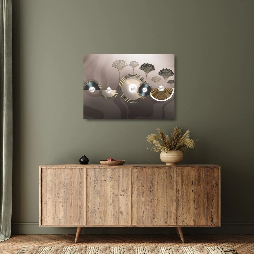Kép - Aranybarna absztrakció (üvegen) (70x50 cm)