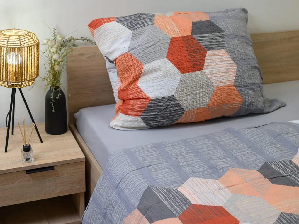 Renforcé pamutból készült krepp ágyneműhuzat HONEY COMB szürke Ágyneműhuzat mérete: 70 x 90 cm | 140 x 200 cm