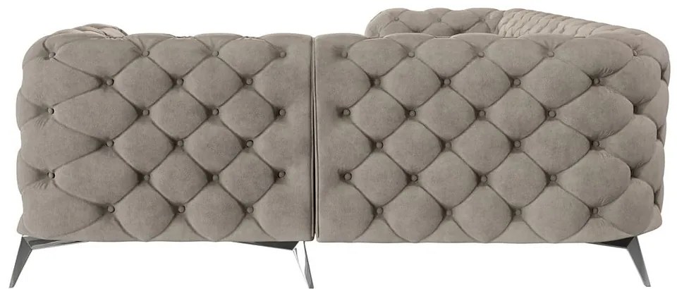 Szürkésbézs bársony sarokkanapé (jobb oldali-L alakú) Chelsea – Ropez