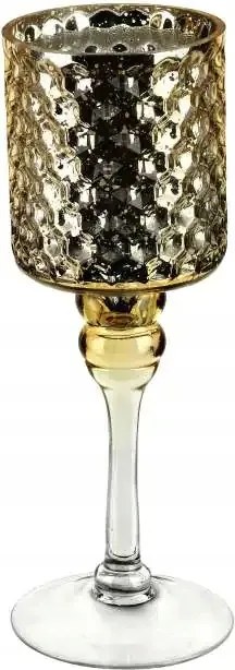 Gyertyatartó üveg kehely Donna elegáns arany 25cm