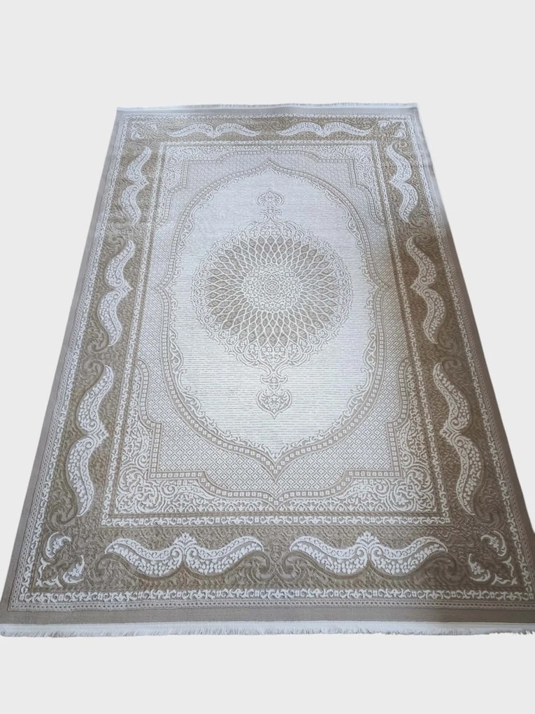 Hagyományos szőnyeg rojtokkal 160x230cm, klasszikus krém-bézs minta