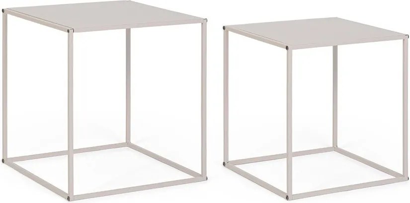 Bézs fém dohányzóasztal szett 2 db-os 38x38 cm Alrik – Yes Everyday